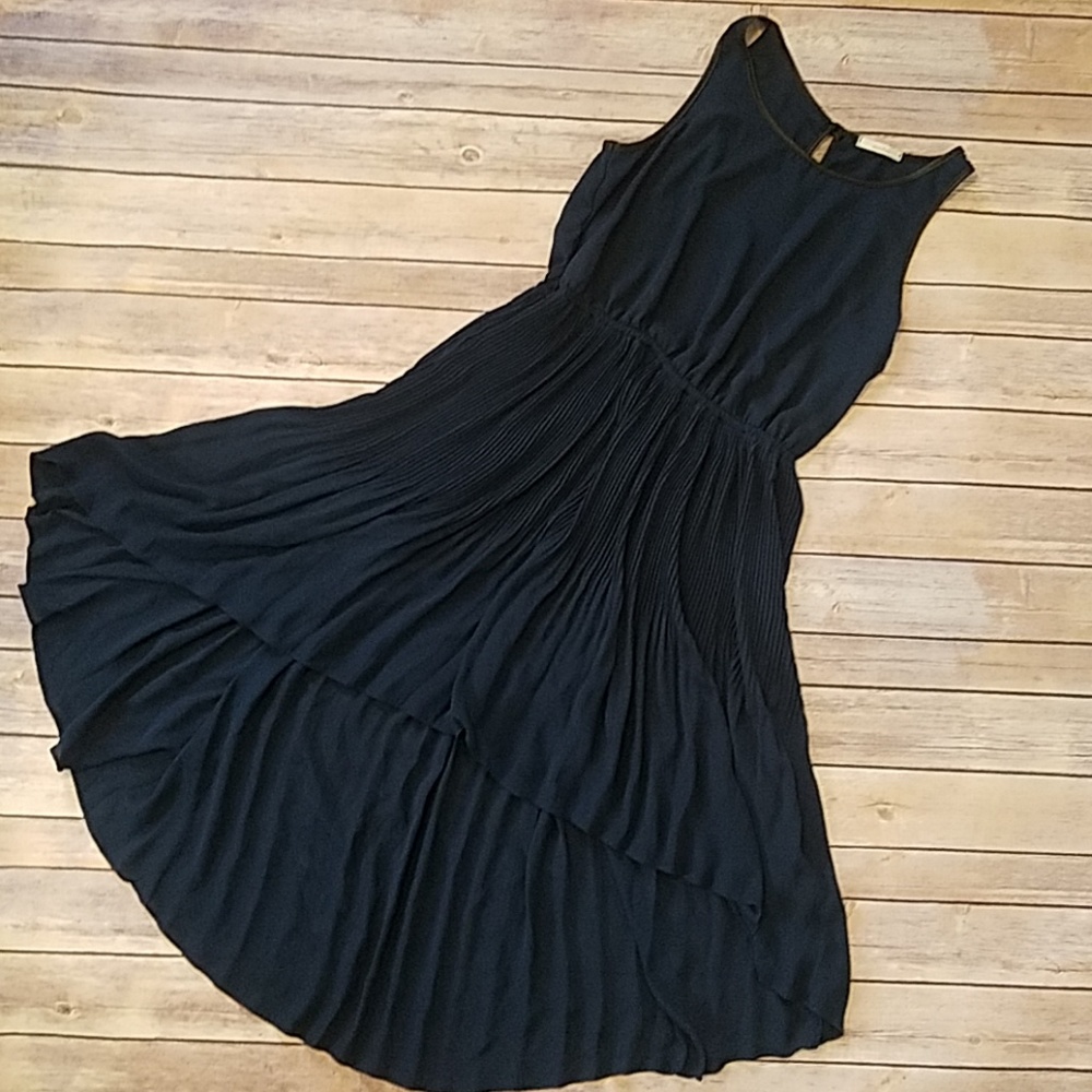 Medium Sheer Navy Pleated Hi-Lo Tank Dress Mai Tai